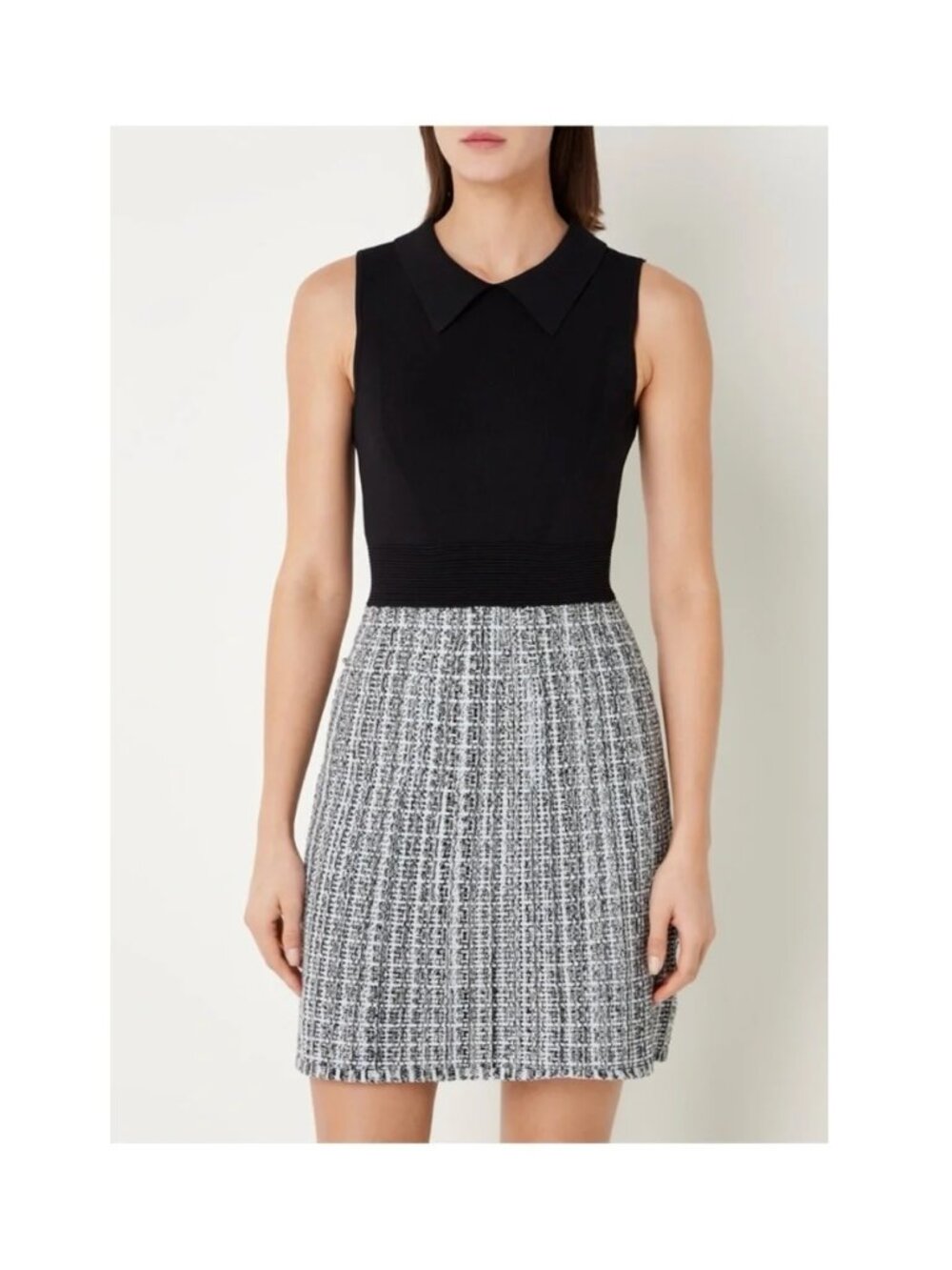 Ted Baker Diveena Knit Bodice Shift Dress / Ted 6 / Size 14 / Black Multi